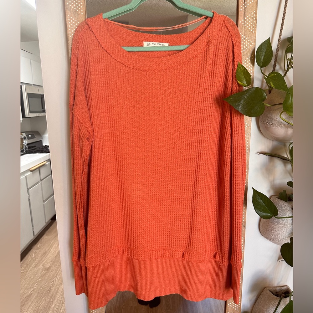 We the Free Oversized Waffle Knit Top Size M